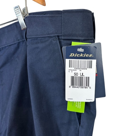 NEW Dickes Khaki Pants Chino Relaxed Fit Tapered Leg Mens 50‎ Unhemmed Navy Blue - Picture 4 of 8